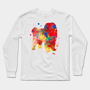 Colorful Chow Chow Dog Watercolor Painting Long Sleeve T-Shirt